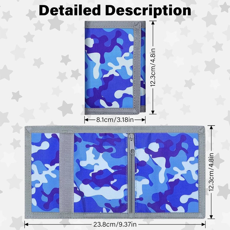 Jonyee Kids Wallet for Boys Ages 5-18, Novelty Trifold Wallet with Key Chain and Zipper Coin Pocket for Teens Children Girls Youth, Camo Wallet with Front Pocket for Outdoors Sports Gifts-Camo Blue - Image 2